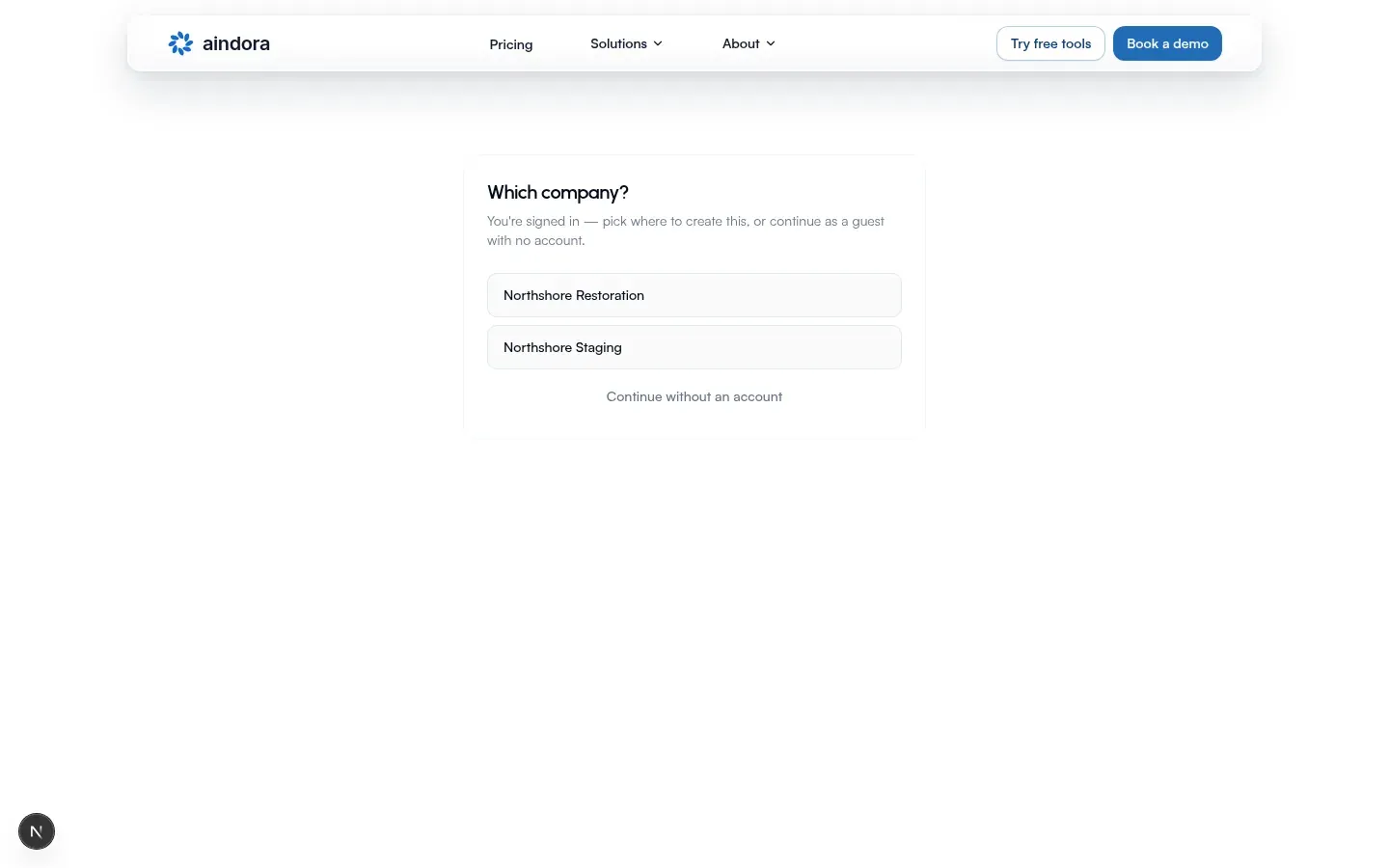 Which company free-tool organization picker