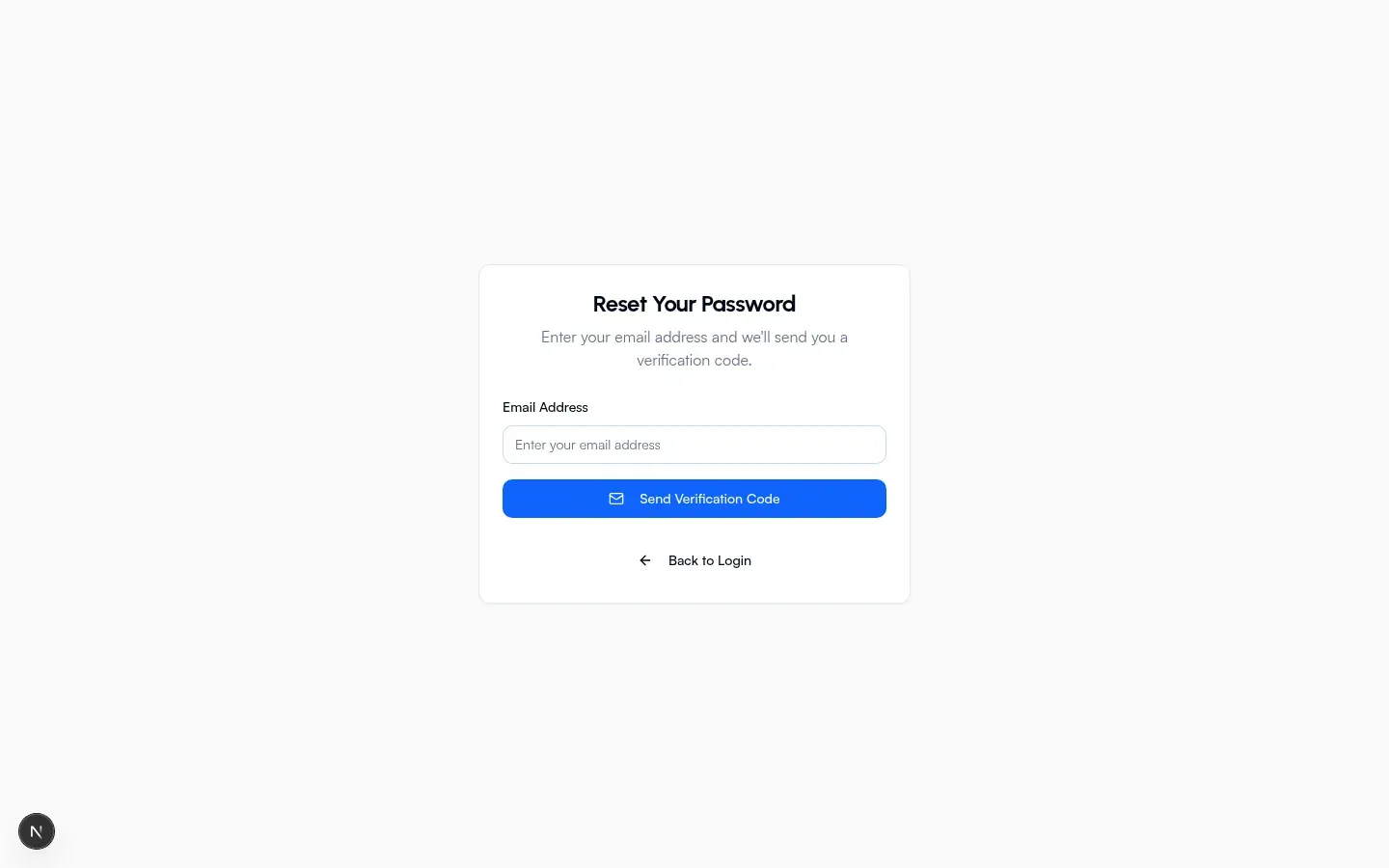 Reset Your Password email form